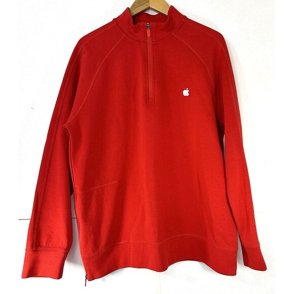 Apple Store Red Employee Logo 1/4 Zip up Pullover Jacket shirt Adult size Large - Picture 1 of 12